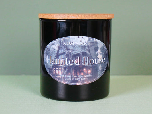 8.5 oz straight sided jar Haunted House soy wax candle