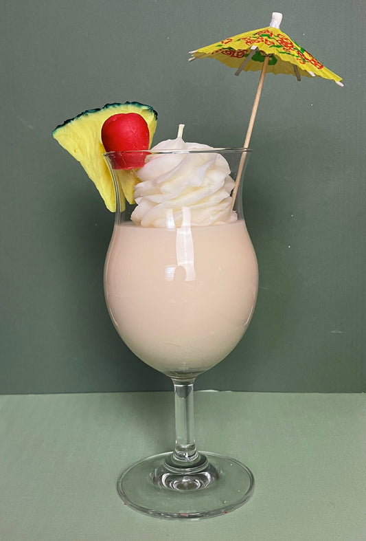 homemade Pina Colada soy drink candle